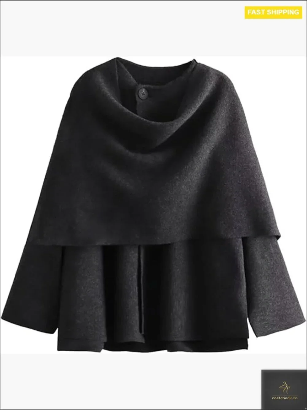 Oversized Peacoat Knit Scarf Jacket Wrap Long Sleeve Button Winter Chic